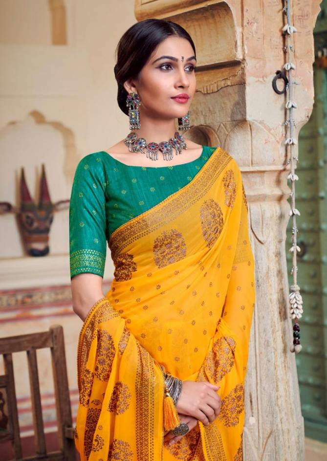 Kashvi Nadia Fancy Wear Designer Georgette With Antique copper Zari Saree Collection 